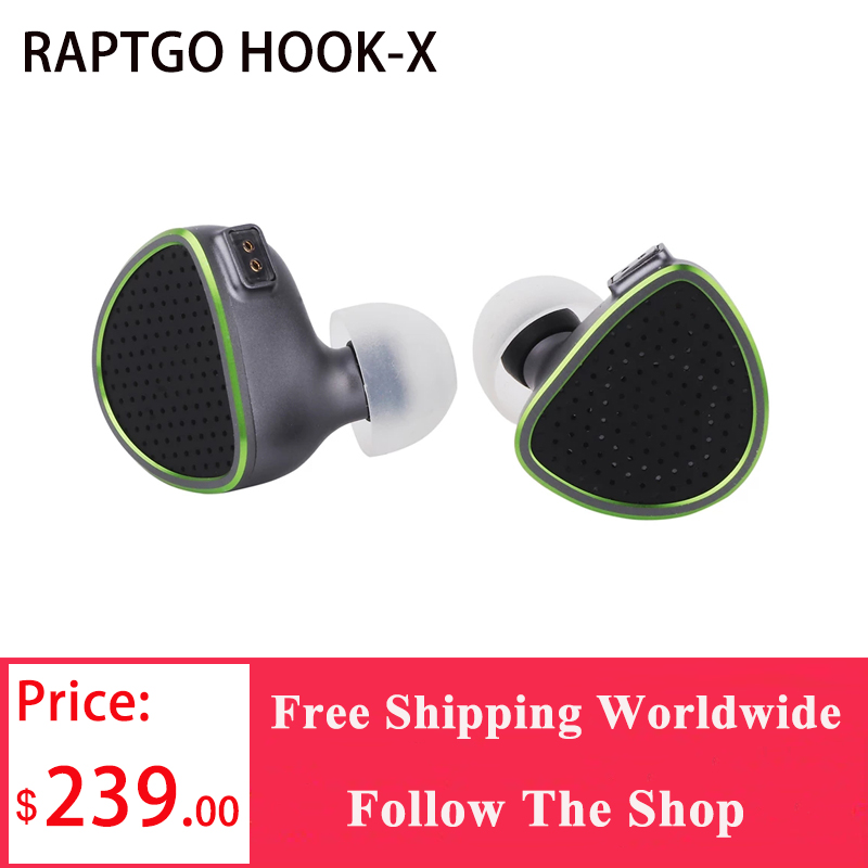 RAPTGO HOOK-X 14.2mm 개방형 평면 드라이브 + PZT 드라이브 분리형 0.78 2pin OCC 케이블이있는 HiFi 이어폰 형 이어폰